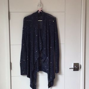 INC, M,  NWOT, slate blue with sequins cardigan